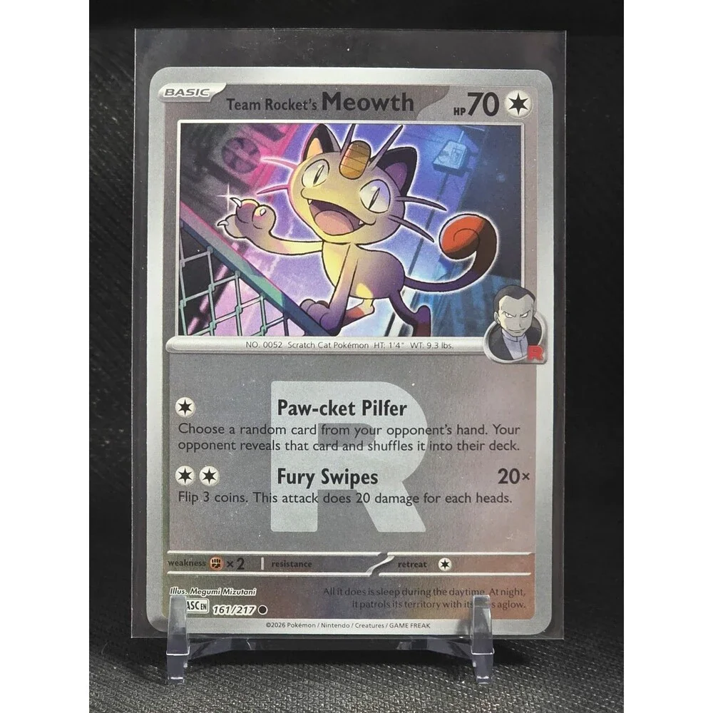 Team Rocket's Meowth 161/217 - Ascended Heroes Reverse Holo - Pokemon TCG NM